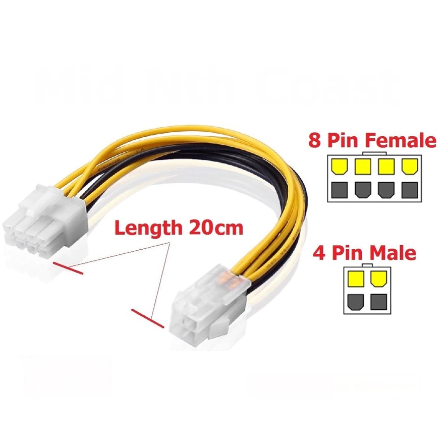 8 Pin Male To Atx 4Pin Female Motherboard Cpu Power Supply Adapter