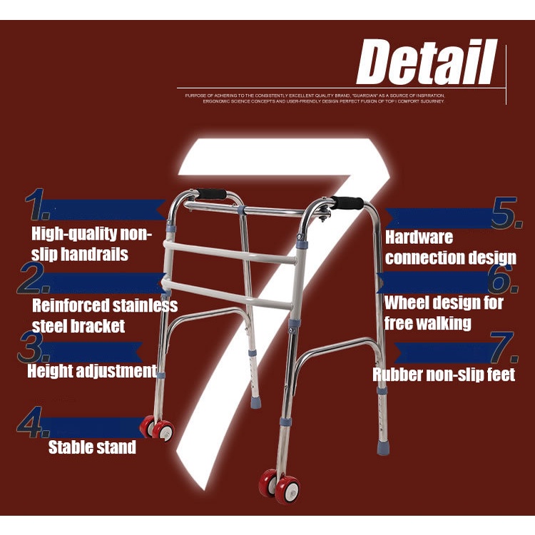 Elderly Stainless Steel Folding Belt Wheel Twisting Torque Walker ...
