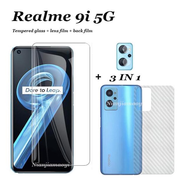 (3IN1) Realme 9i Transparent Tempered Glass Realme 5G 8Pro GT 2/2pro  Screen Protector+Back Film+Lens Film
