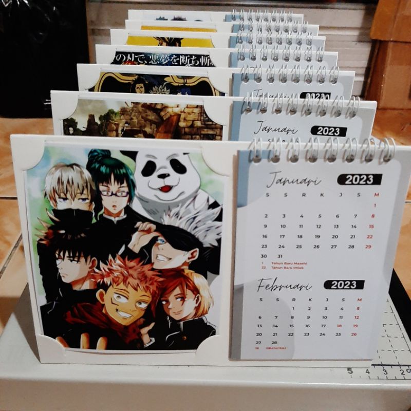 Sitting Calendar 2025 Anime, jujutsu kaisen, one piece, bokuno hero, tokyo revengers, Haikyuu