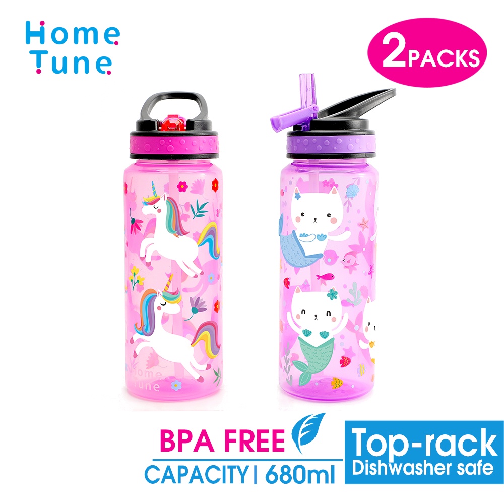 [2Pack] water bottle for kids bottle with straw bpa free water bottle