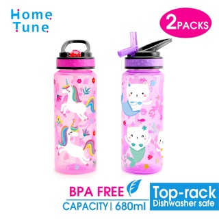 Home Tune Cute Water Bottle for School Kids Boys, BPA Free Tritan