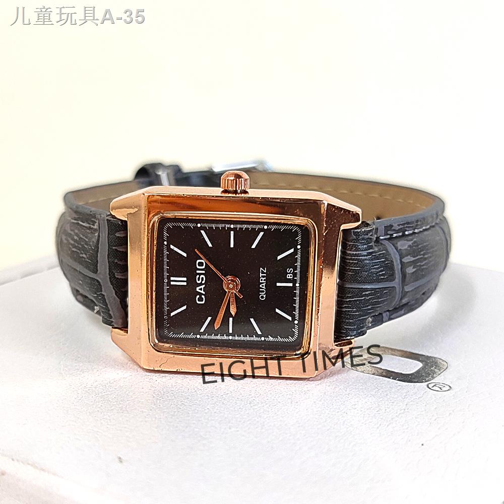 Casio square watch leather hot sale