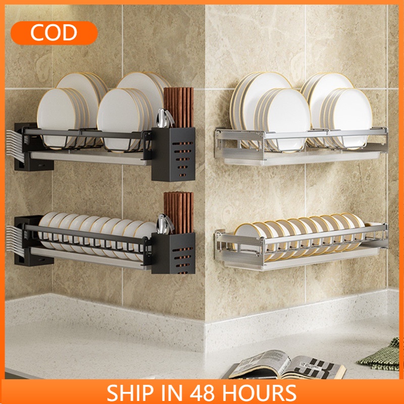 Stainless Steel Kitchen Storage Dishes Drain Rack Kitchen Supplies