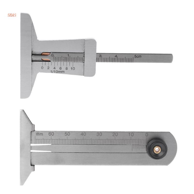 Shas 0-60mm/0-50mm Car Tyre Tire Tread Vernier Depth Gauge Stainless ...