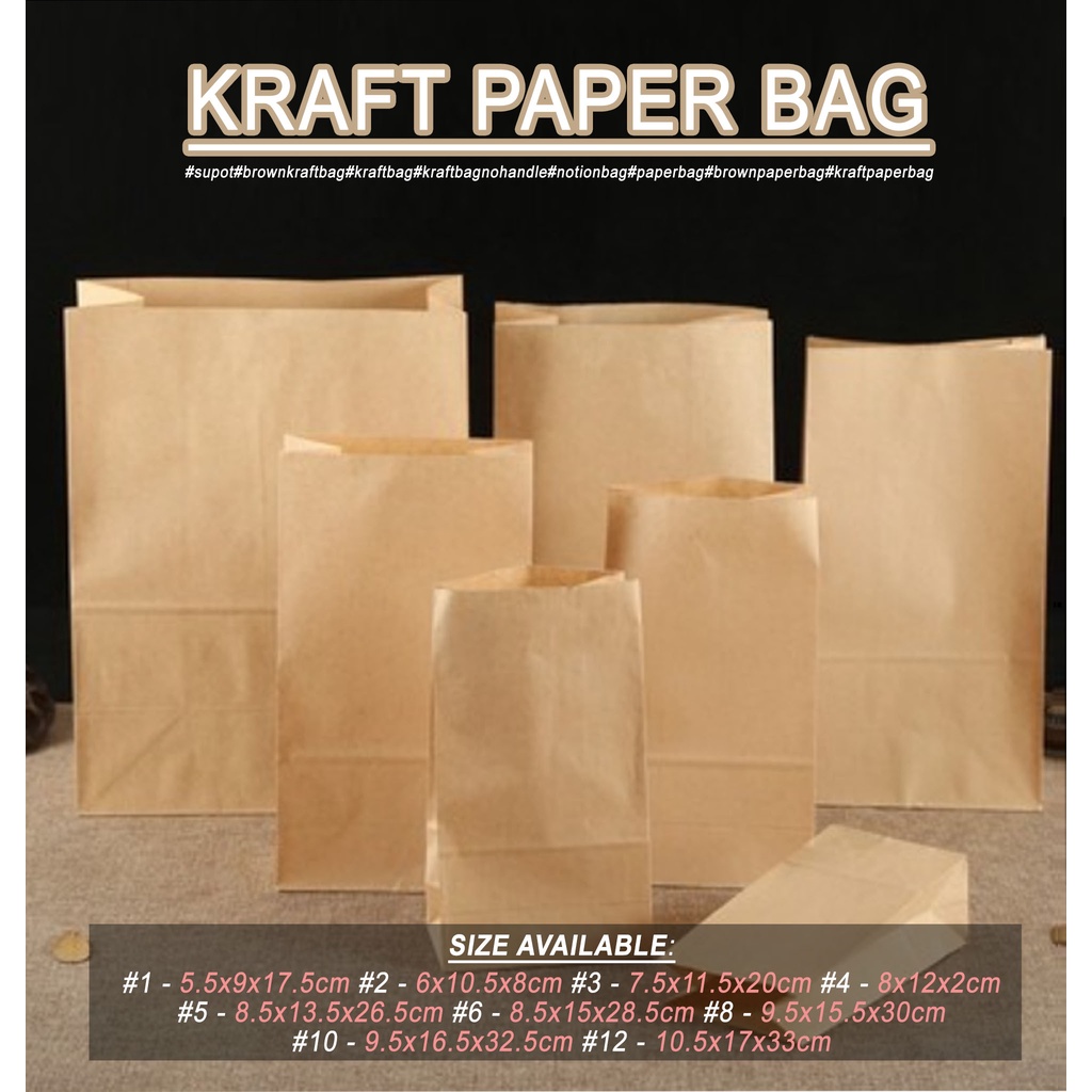 50Pcs/Pack Brown Paper Bag Gift Wrapping Paper Bag Kraft Paper Wrapping