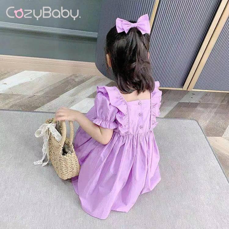 Korean Fashion Style Lavender Purple 2pcs Set Cute Baju Baby Girls Dress  Long Sleeve Kids Clothing Girls Dress QY135