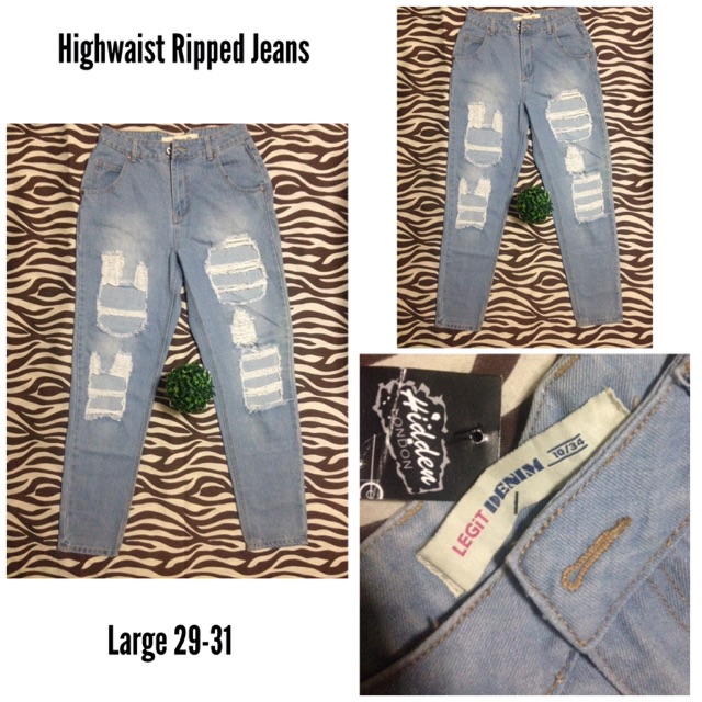 Large Highwaist Ripped Jeans Legit Denim | Shopee Philippines