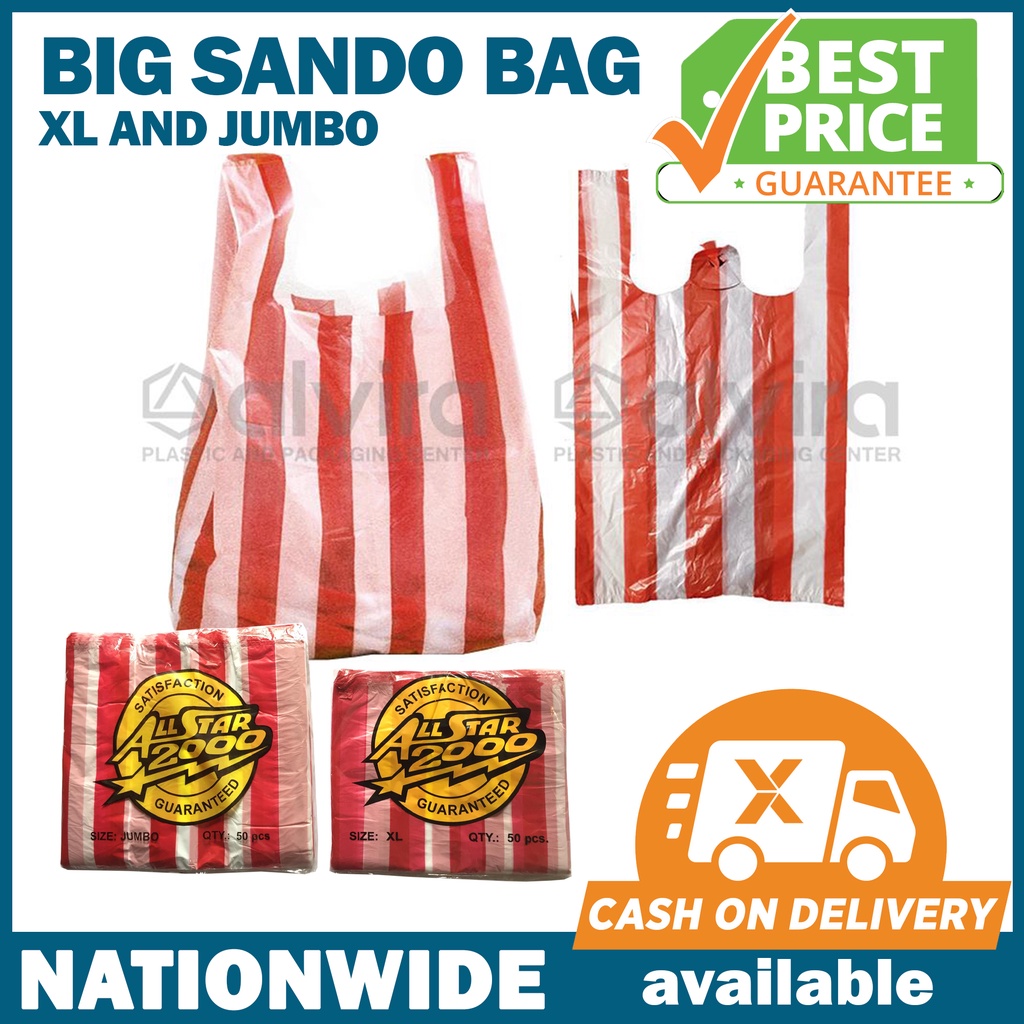 Red and white plastic bag sales