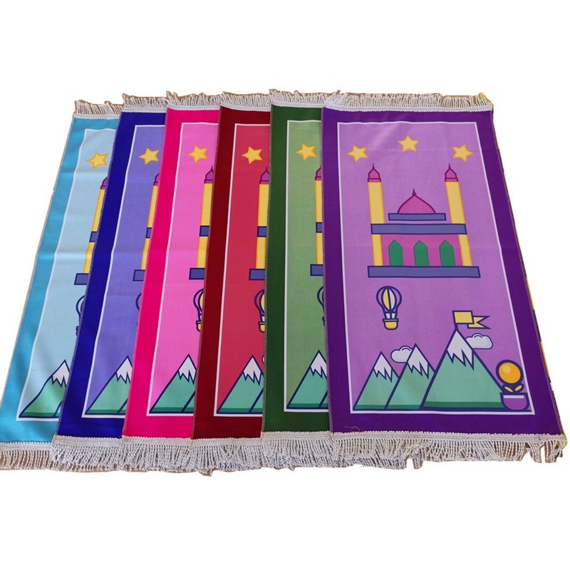 Children's Prayer Cloth Rug Cute Pattern Mountain Star Masjid Increase ...