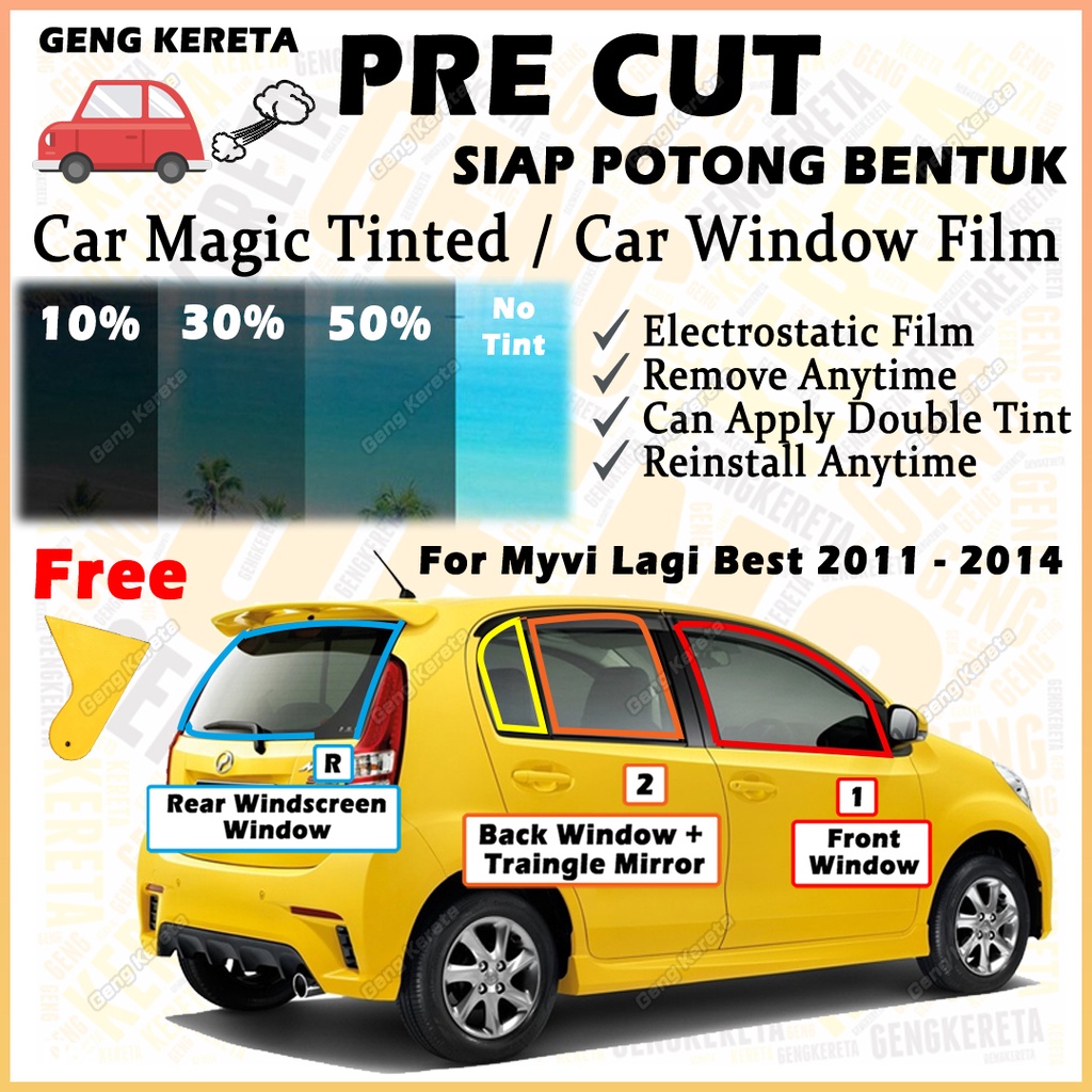 For Myvi Lagi Best 20112014 Magic Tint Window Glass Solar Film Pre Cut
