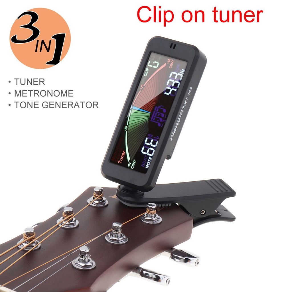 3 IN 1 Guitar Tuner Large LCD Screen Metronome Generator for Chromatic