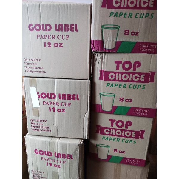 Paper Cup 8oz, 12oz, 16oz, 22oz (Wholesale per box = 1,000pcs) (Plain or Printed) Shopee