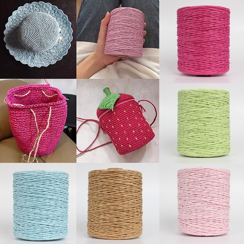 280M Natural Rafite Cord Raffia Straw Yarn For Summer Hand Knit Crochet ...