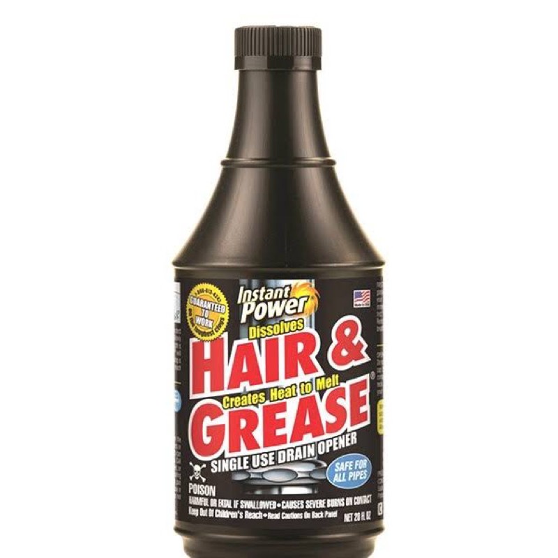 Instant Power Hair and Grease Dissolves Drain Opener Safe for all Pipes