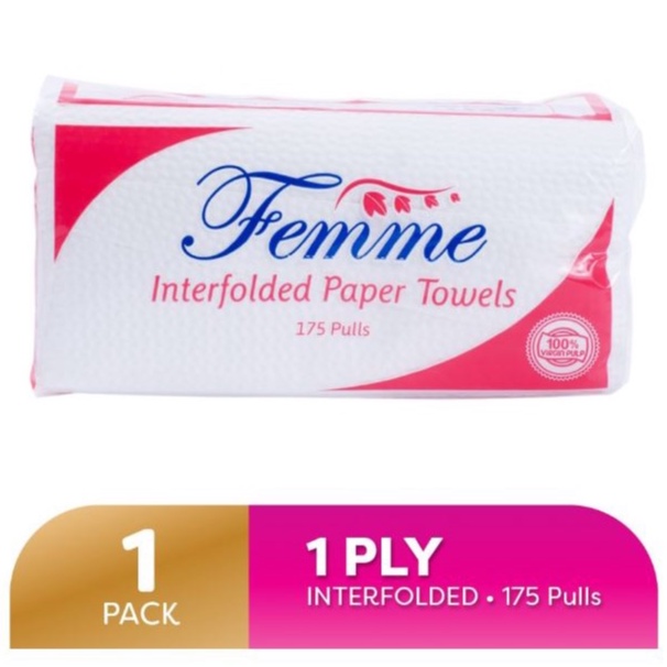 Femme Paper Towel Interfolded 1 Ply 175 Pulls 175 Sheets | Shopee ...