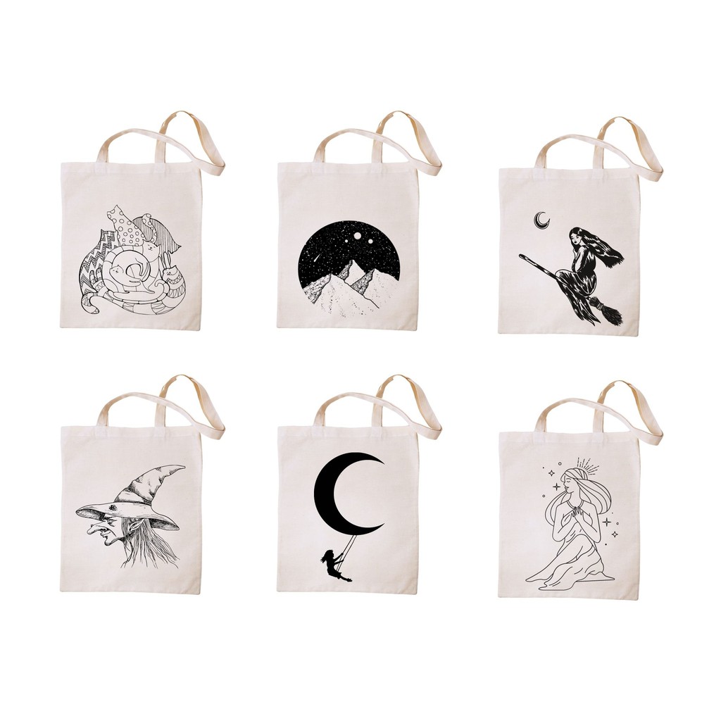 Tote bag black online and white