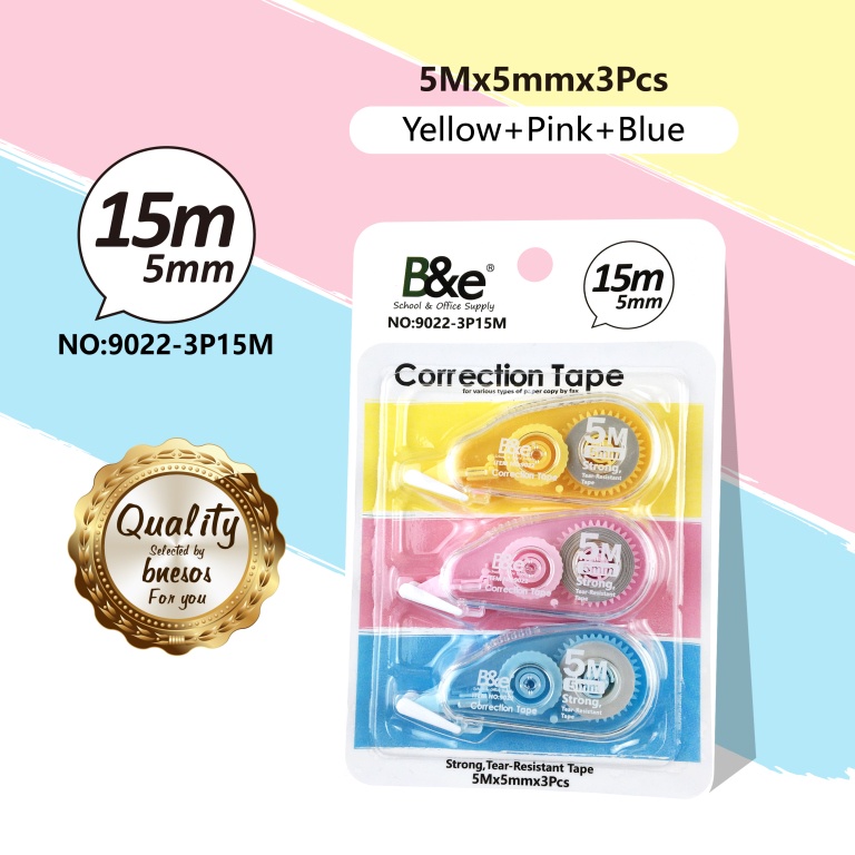 Bnesos Stationary School Supplies 3IN1 Sakto 15M Correction Tape Pastel ...