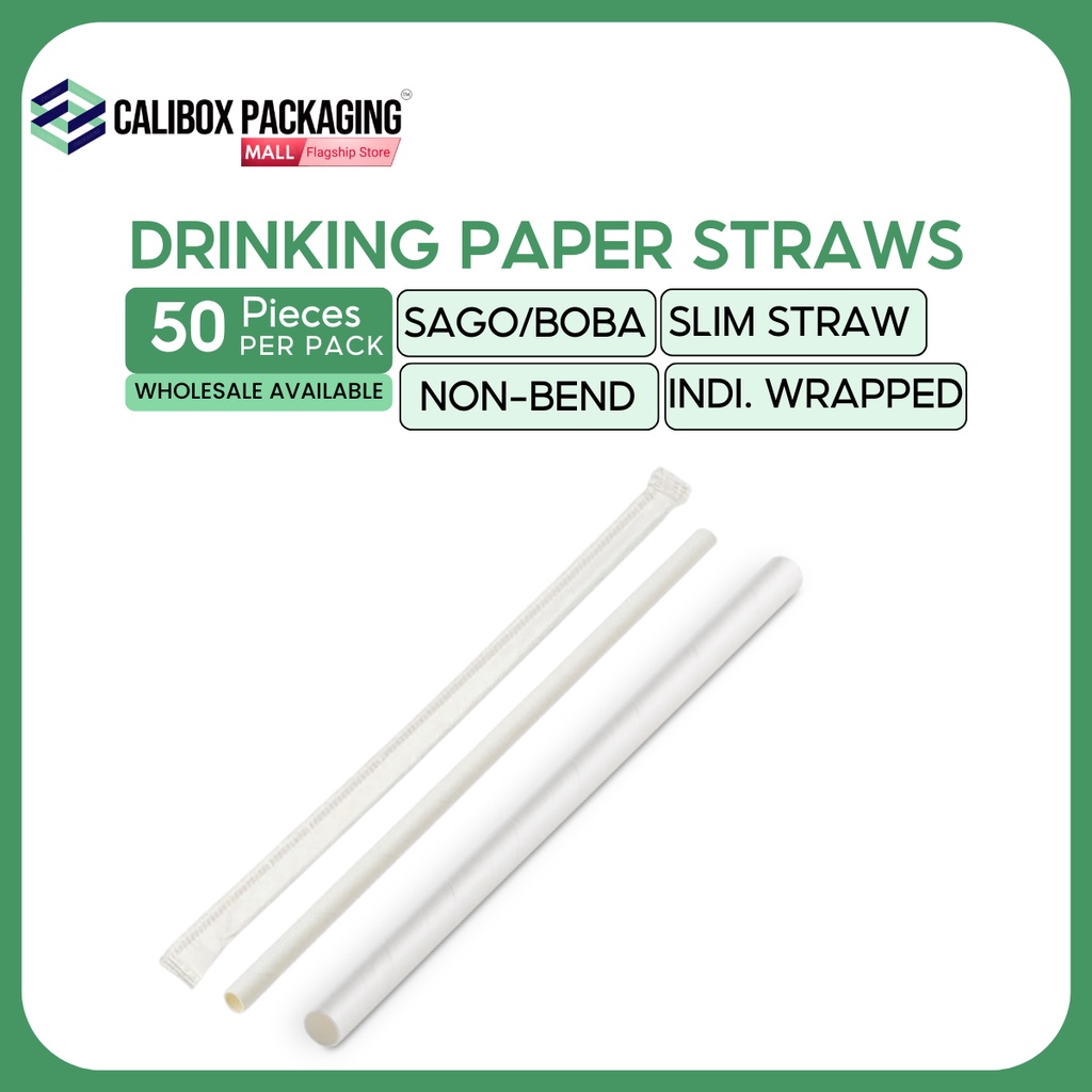 Calibox Packaging Paper White Straw, Boba Straw, 50-100pcs | Shopee ...