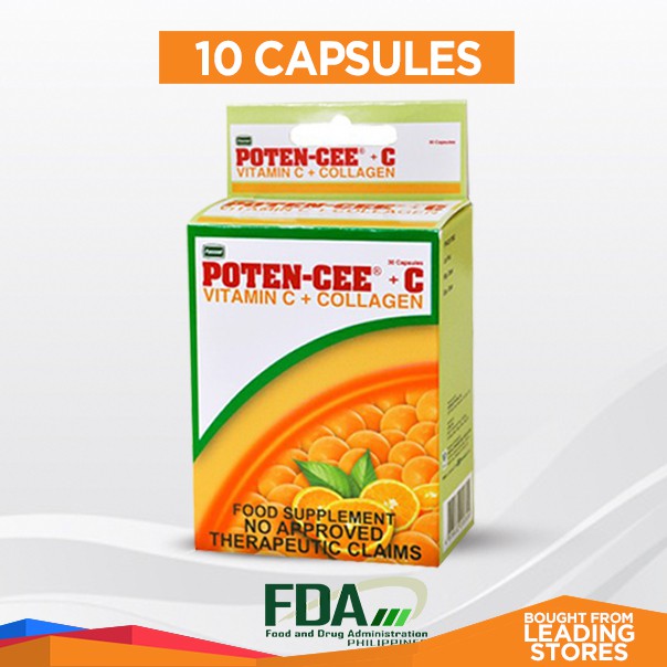 Poten Cee Vitamin C + Collagen Capsule 1 Pack ( 10 Capsules ) | Shopee ...