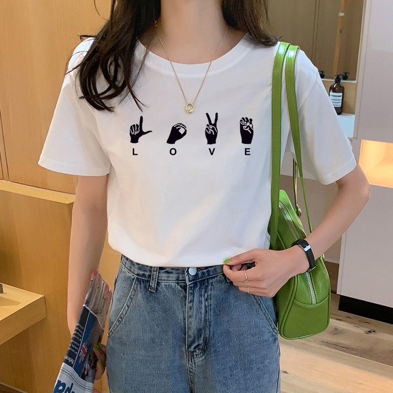 Korean Fashions Round Neck Pattern T shirt # M-TS099 | Shopee Philippines