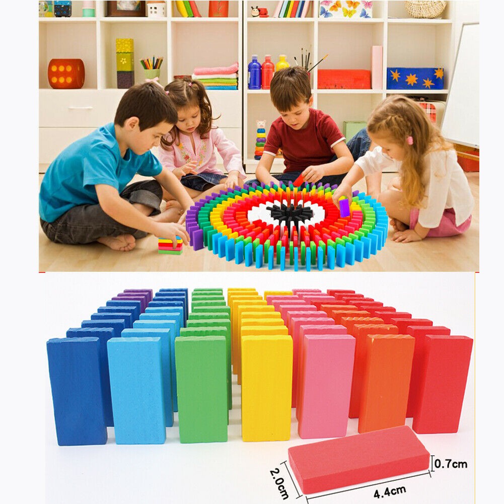 120pcs Domino Toys Children Wooden Colored Blocks Kits Early ...