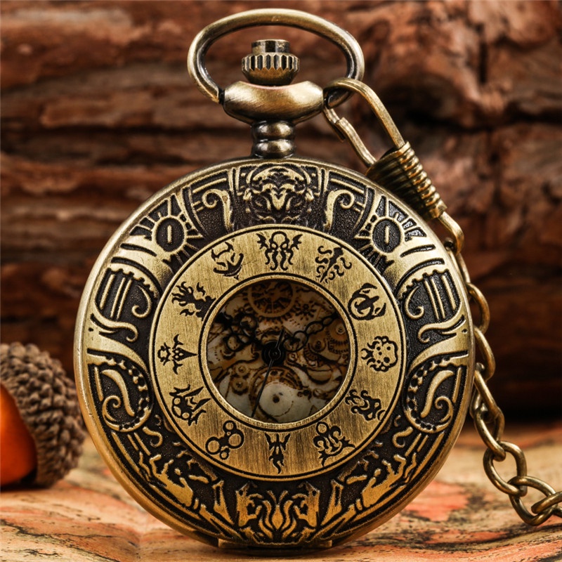 Old Fashion Roman Number Gear Dial Men Weomn Retro Quartz Pocket Watch ...
