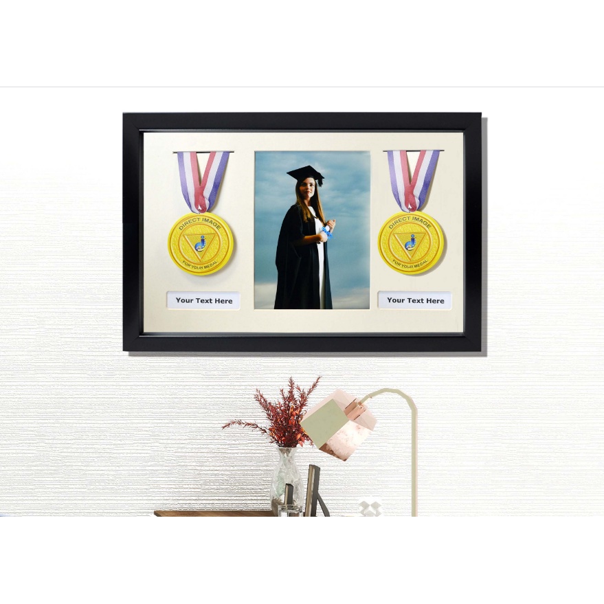 2 Slots / Double Medal Frame with 5x7 or 5R Picture Wall Hang ...