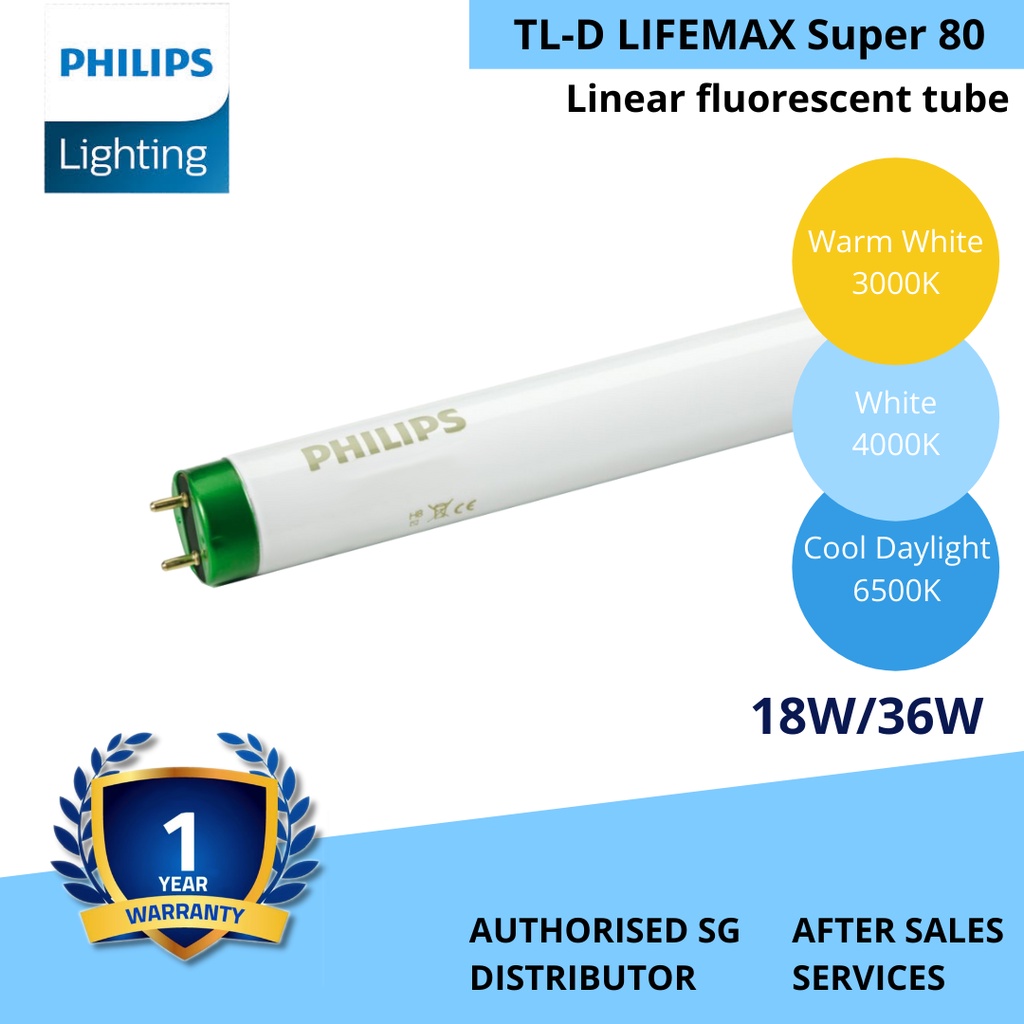 6T1S Philips LIFEMAX Super 80 TL-D 18W/36W 30K/40K/65K - 1 Carton/25 ...