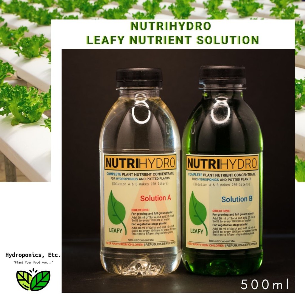 NutriHydro Leafy Nutrient Solution (A + B 500ML) K2vj | Shopee Philippines