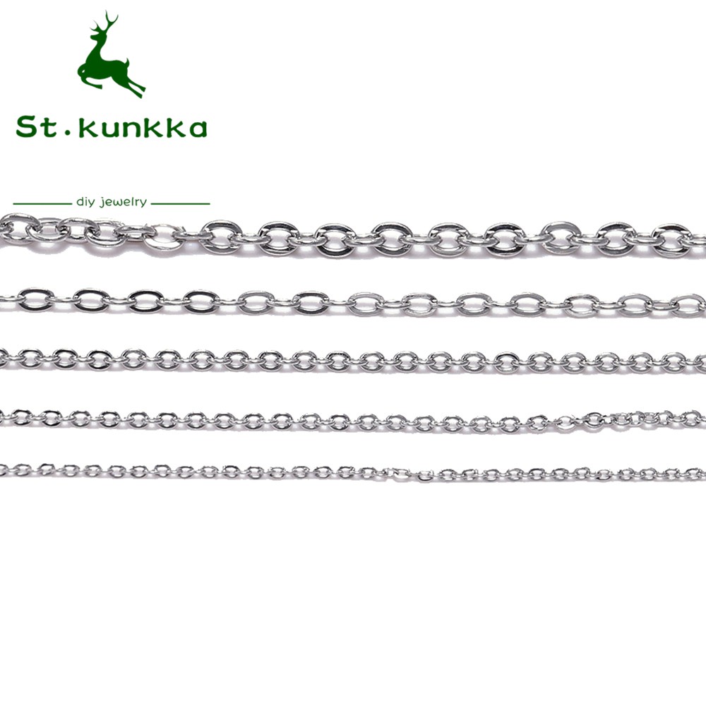 St.kunkka Stainless Steel Bulk Necklace Chains (5M/Lot 1.2 x 1.5 x 2.0 ...