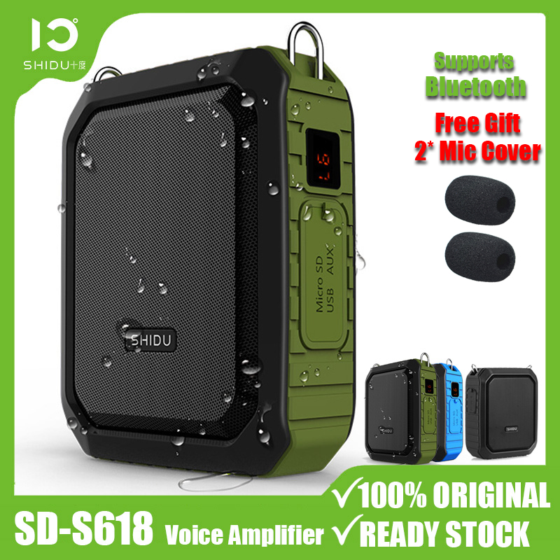 SHIDU S618 Wired Voice Amplifier Supports Bluetooth 18W with Wired  Microphone Headset Portable Waterproof English Voice