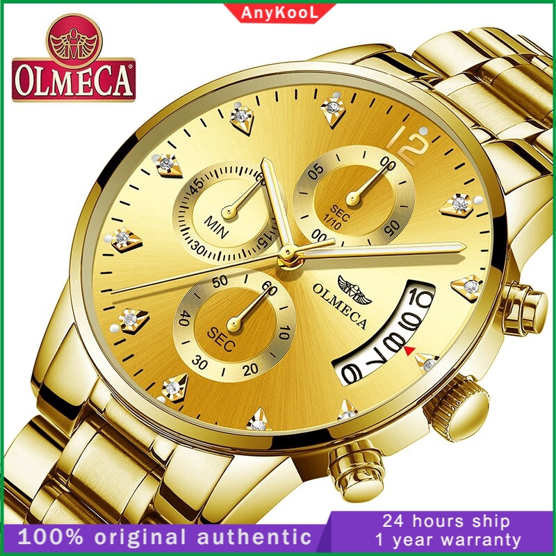 OLMECA Top Brand Men s Watch Quartz Watches Complete Calendar Wrist Watch 30M Waterproof Watch Shopee Philippines