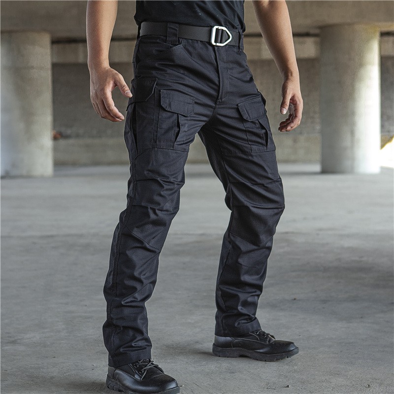 Mens Stretch Cargo Pants Combat Work Pants Multi Pockets Elastic