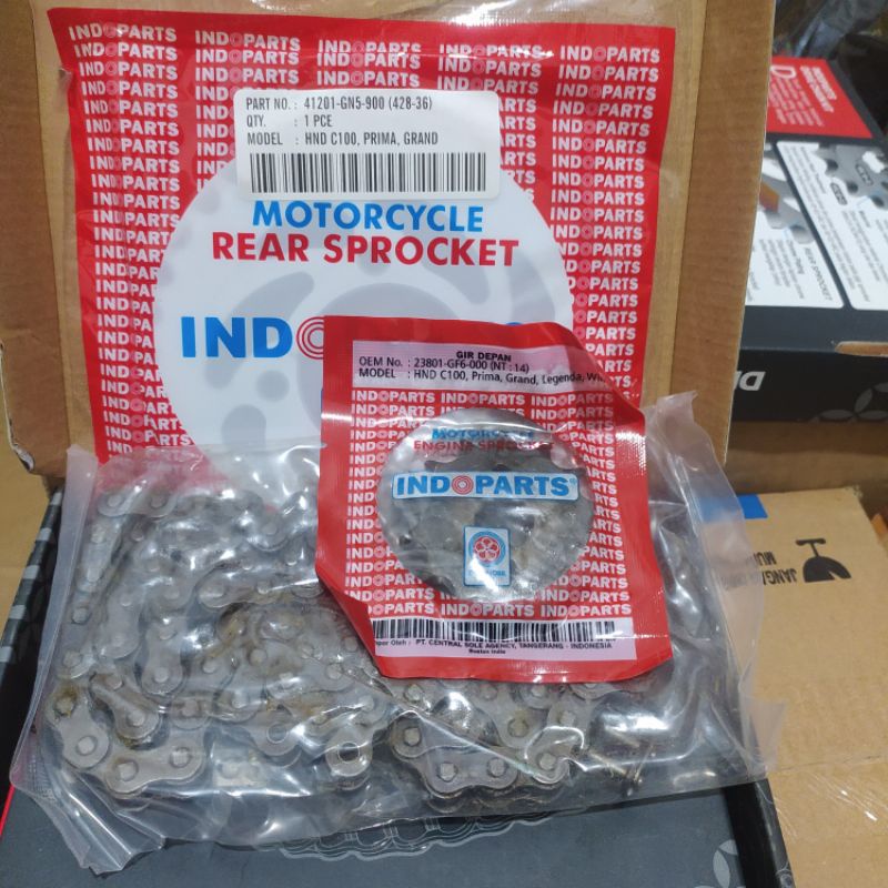 Indopart GRAND LEGENDA (One SET Of Front And Rear GEAR PLUS RANTE) GEAR SET ASSY INDOPART Brand