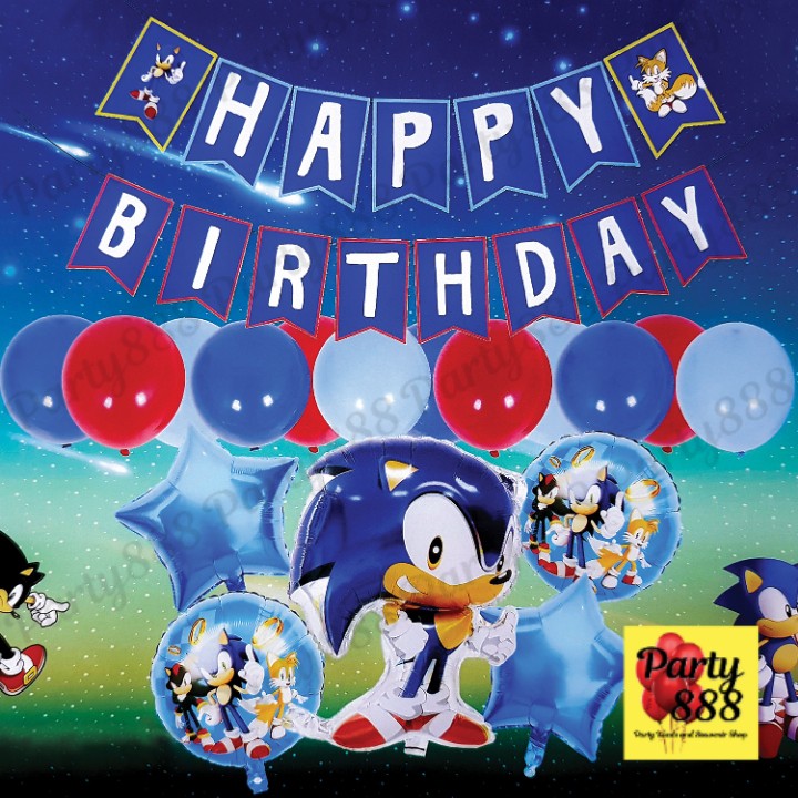 SONIC Happy Birthday party set SONIC character shaped balloon SONIC ...