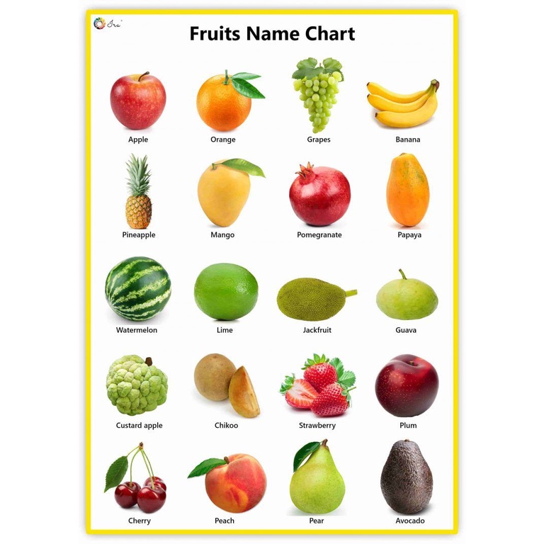 FRUITS CHART Laminated A4 Size Kids Learning and Educational Chart ...