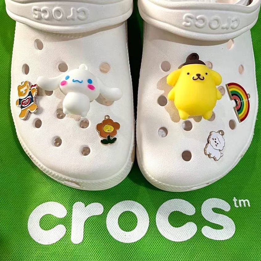 Kayangkaya Crocs Jibbitz 3D INS Cute Cinnamon Dog Cartoon Charms Pins For Clogs Slippers Shoes Bags