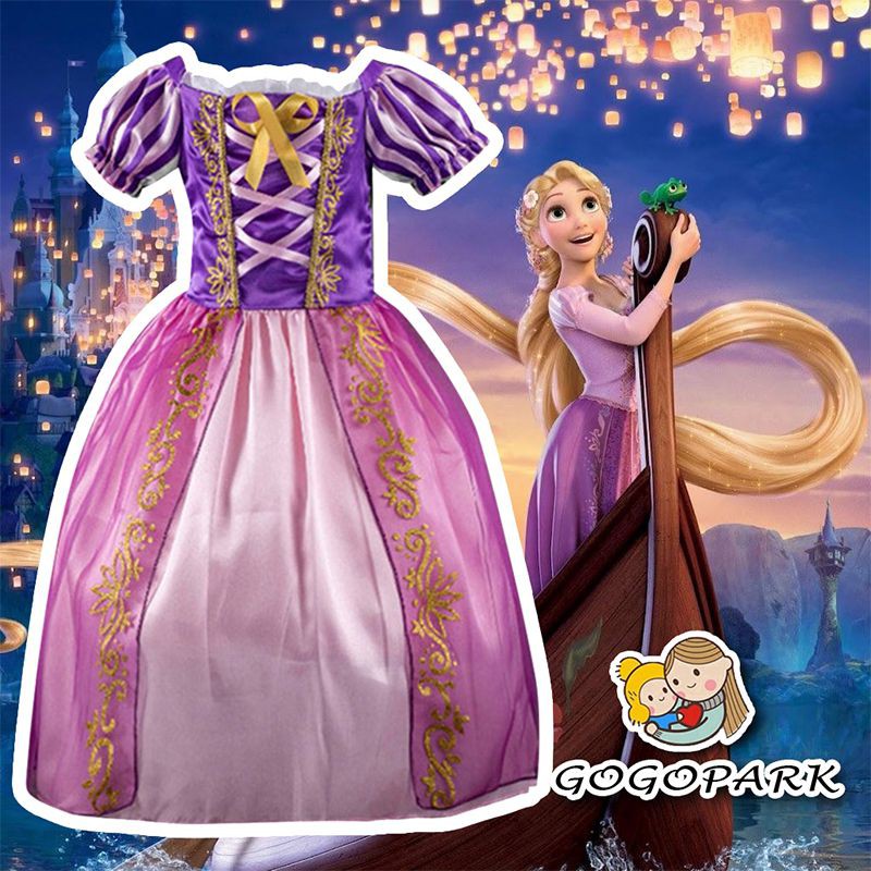 Princess Rapanzel Dress Costume for Girl Kids Cosplay Cartoon Tangled ...