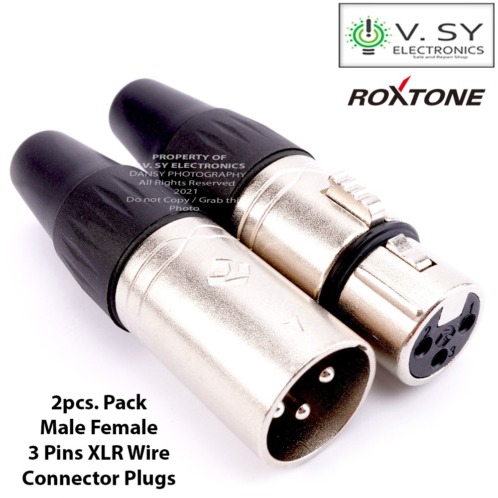 2pcs. Pack Roxtone XP3FM Premium 3 Pin XLR Male Female Jack Plug Set ...