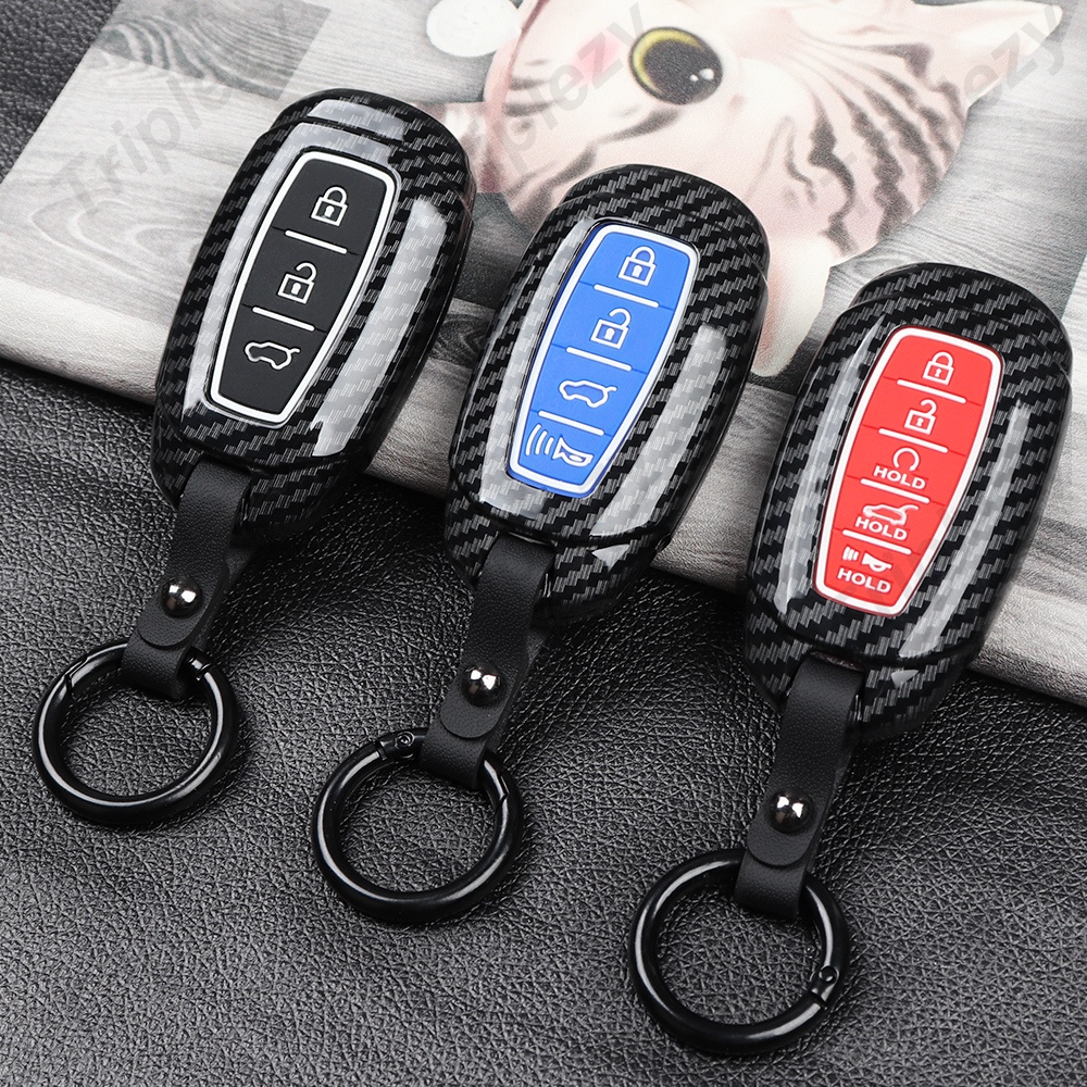 ABS Carbon Fiber Car Remote Key Case For Hyundai Kona Grandeur Ig ...