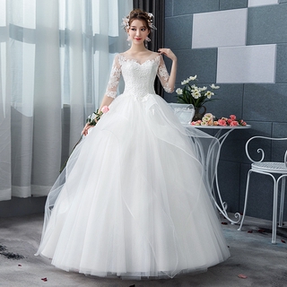 [Ready Stock] Wedding Bride White V-neck Elegant Backless Mesh Dress ...