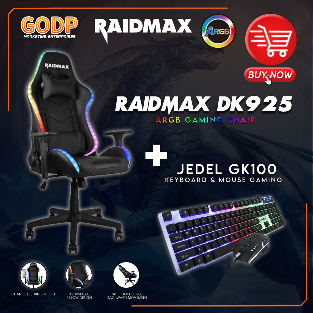 RAIDMAX DK925 Black ARGB Gaming Computer Chair Jedel GK100