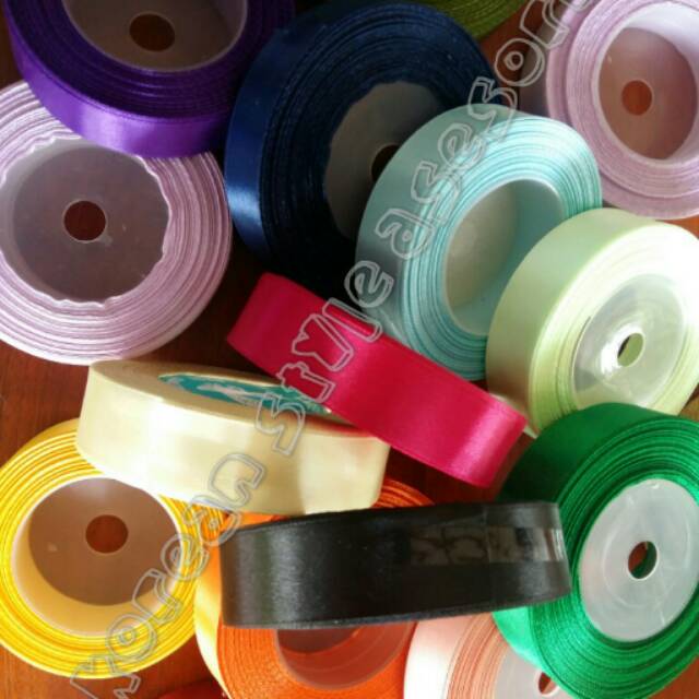 Save PACKAGE 2,5 cm satin ribbon GET 14 METERS 14 COLORS each color 1 ...