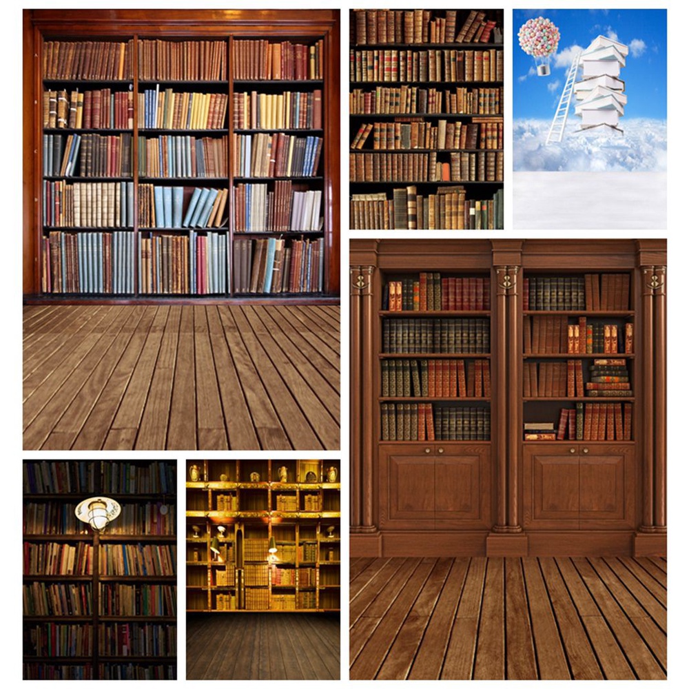 Vintage Bookshelf Photography Backdrops Baby Back to School Books Wood ...