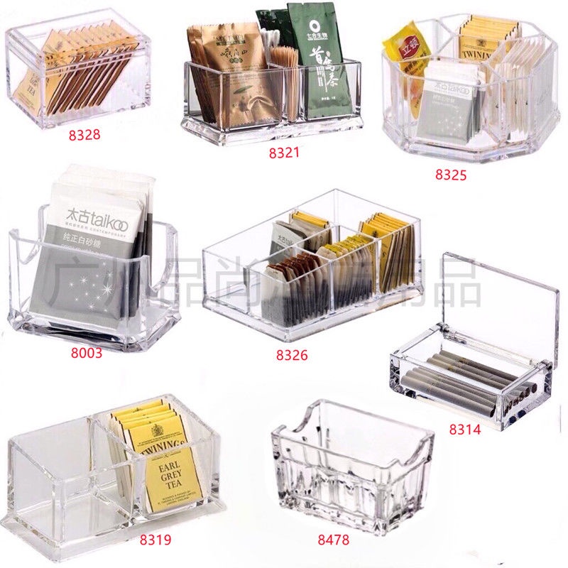 Acrylic Hotel Room Supplies Coffee White Sugar Double Grid Toothpick ...