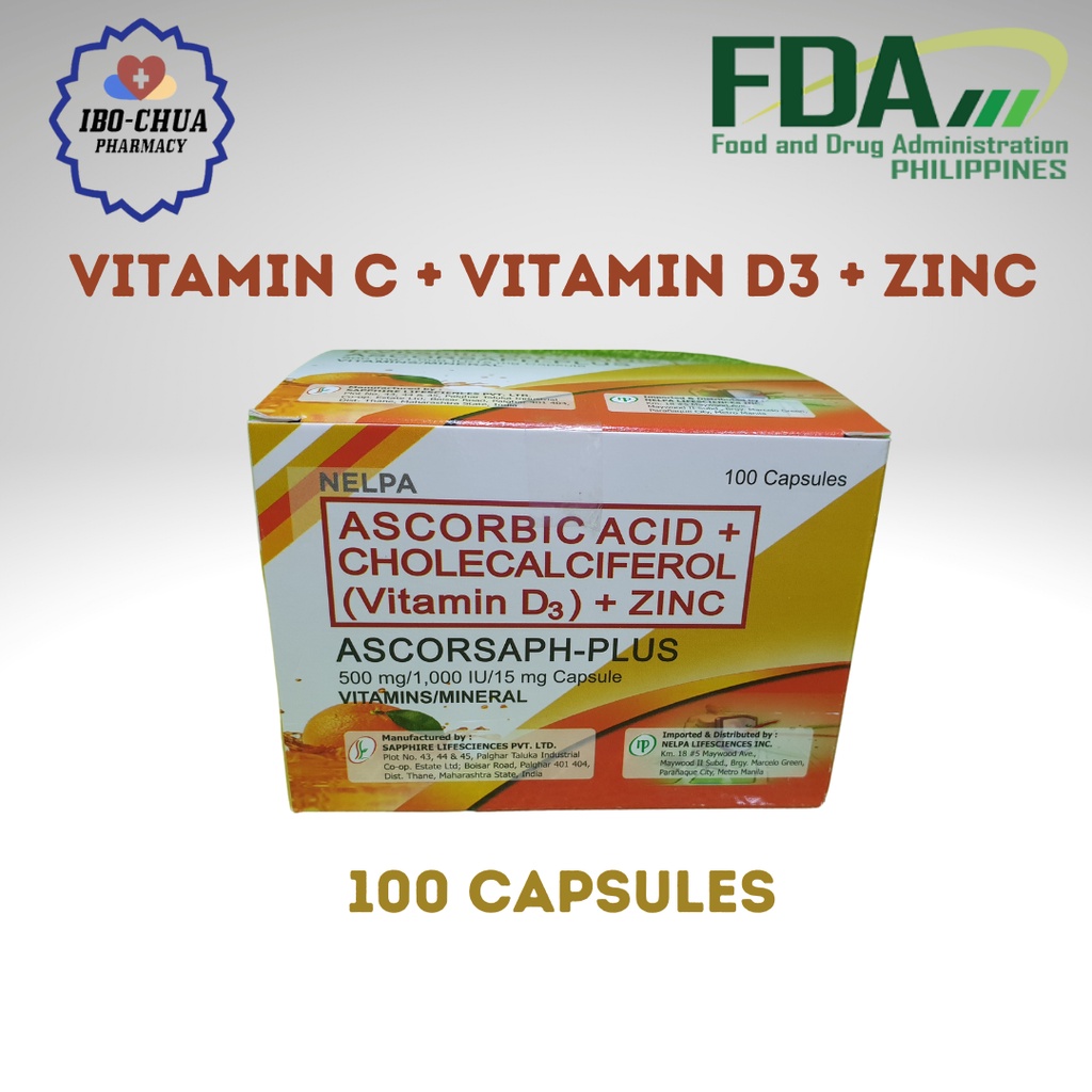 Ascorbic Acid + Cholecalciferol/ Vitamin D3 + Zinc (ASCORSAPHPLUS