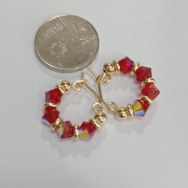 COD RUBY RED LOOP EARRING 10K(available in colors) | Shopee Philippines