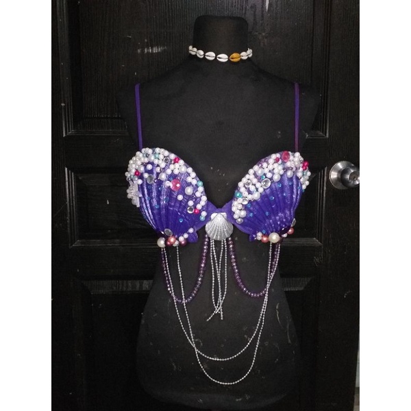 Customized Mermaid Bra-Purple by Real Natural Seashell