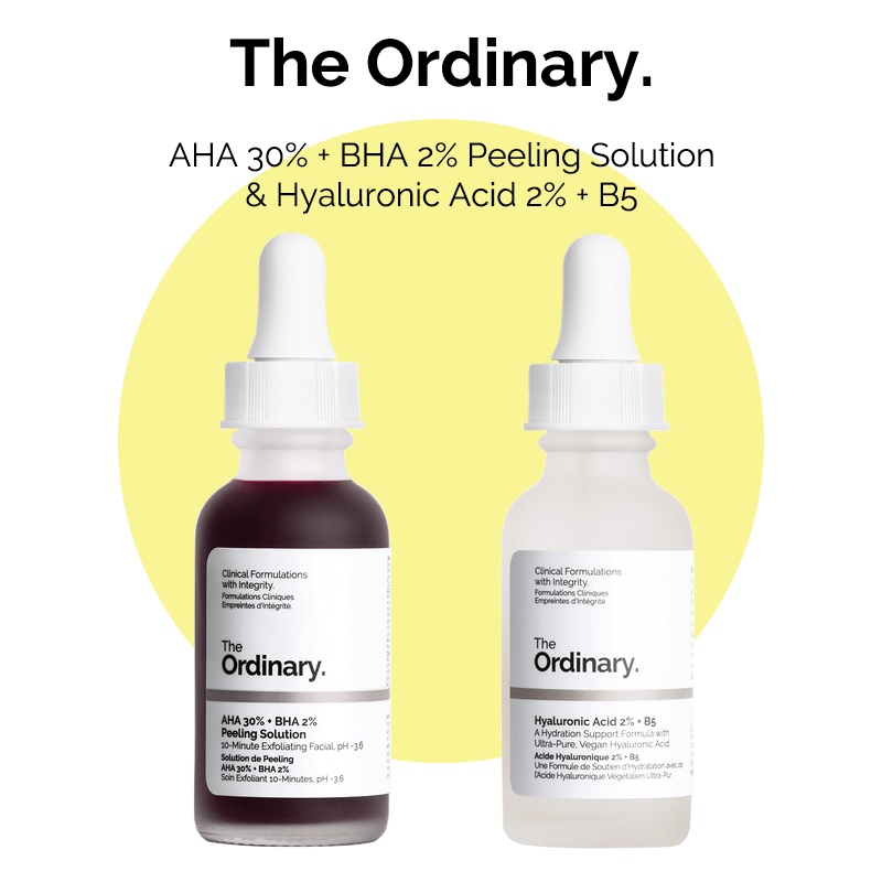 The ordinary set AHA30%+BHA2%/Hyaluronic acid2%+B5 serum peeling ...